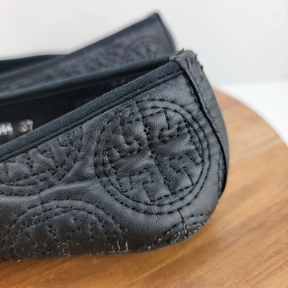 Tory Burch Womens Size EU37 US6.5 Black Leather Flat Ballet Shoes